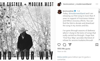 Kevin Costner invitó a sus seguidores a comprar el tema con un precio voluntario. Todo lo recaudado será donado (Instagram/kevincostner)