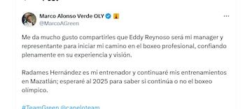 Marco Verde anunció que se integrará al Canelo Team para iniciar su carrera en el boxeo profesional (X/ @MarcoAGreen)
