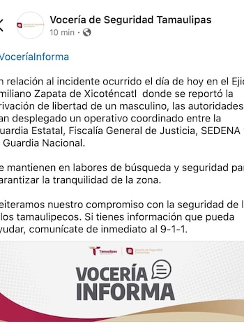 Vocería de Seguridad de Tamaulipas.