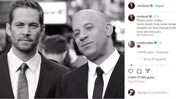 Vin Diesel recordó con cariño a Paul Walker en el onceavo aniversario de su muerte (Créditos: Instagram/ Vin Diesel)
