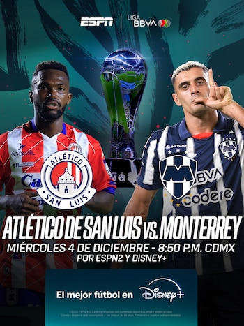 Horario y señal de transmisión para la semifinal de ida entre Atlético San Luis y Monterrey.
Foto: X/ESPN México