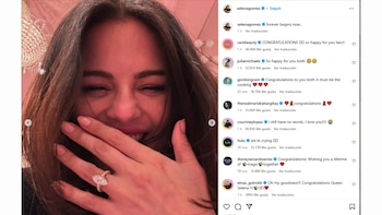 Selena Gomez publicó en Instagram sobre su compromiso con Benny Blanco, mostrando su anillo (Fuente: @selenagomez vía Instagram)
