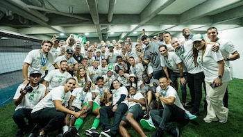 Atlético Nacional celebró en el camerino del estadio Pascual Guerrero - crédito Atlético Nacional