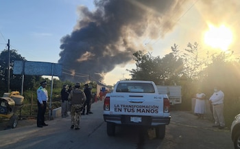 Authorities stand on a road