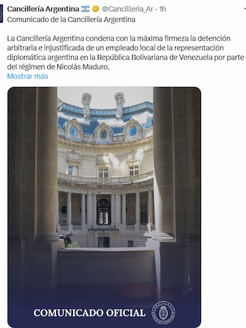 Comunicado Cancillería Argentina (Captura: X)