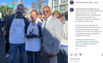 Ben Affleck y Jennifer Garner se reunieron en una actividad comunitaria (Instagram/TheMidnightMission)