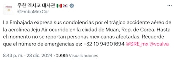 La embajada emitió las condolencias