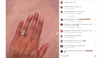 Selena Gomez publicó en Instagram sobre su compromiso con Benny Blanco, mostrando su anillo (Fuente: @selenagomez vía Instagram)