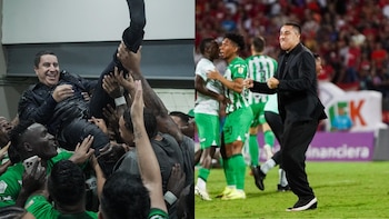 Los jugadores reconocieron el trabajo del mexicano a cuatro meses de su llegada. (TW Atlético Nacional)