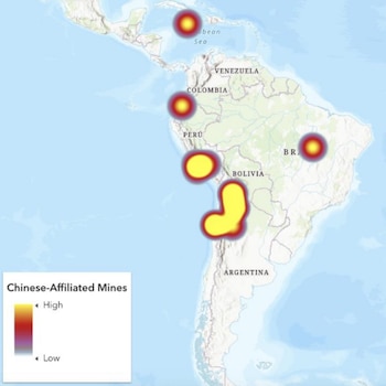Este mapa visualiza las minas