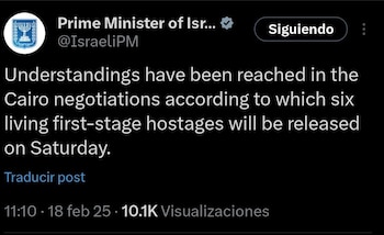 El mensaje publicado por la