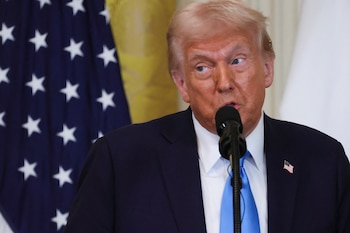 El presidente Donald Trump habla
