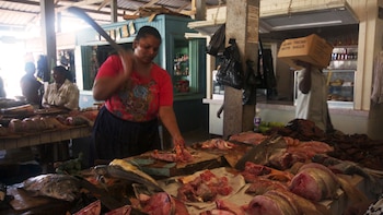 Mercado de carnes en Guyana.