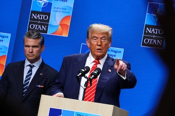 Trump durante la conferencia de