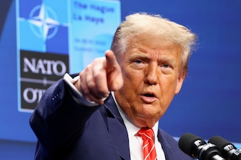 Trump durante la conferencia de