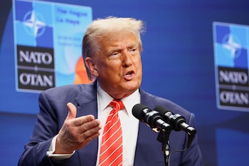 Trump durante la conferencia de