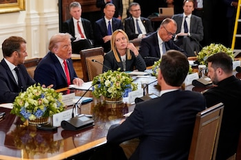 Trump, Zelensky, el canciller alemán