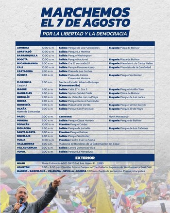 Simpatizantes del expresidente Álvaro Uribe