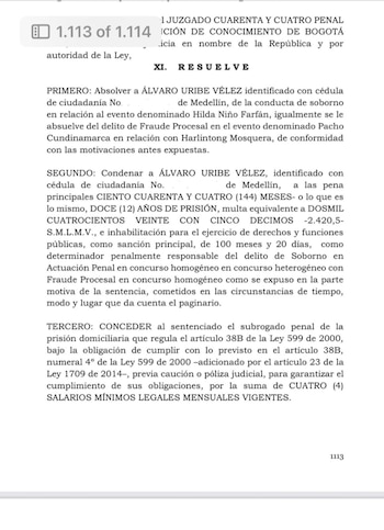 Condena en primera instancia de