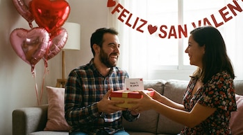 Un hombre recibe un regalo