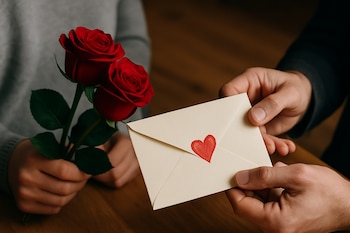 Una carta y una rosa